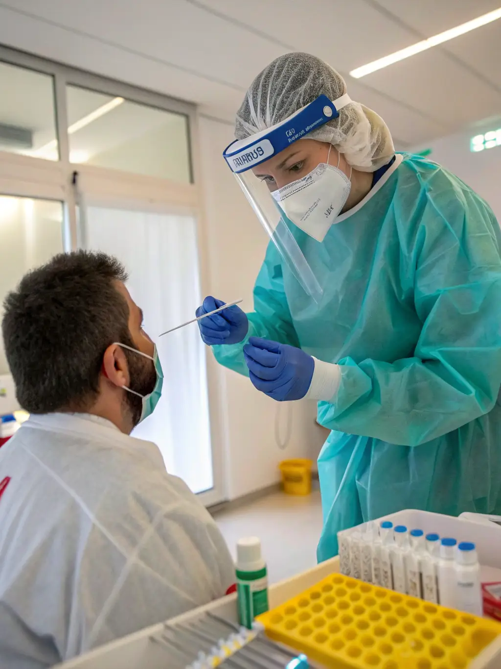 A close-up shot of a nasal swab being collected, emphasizing the importance of proper sample collection for accurate respiratory panel results.